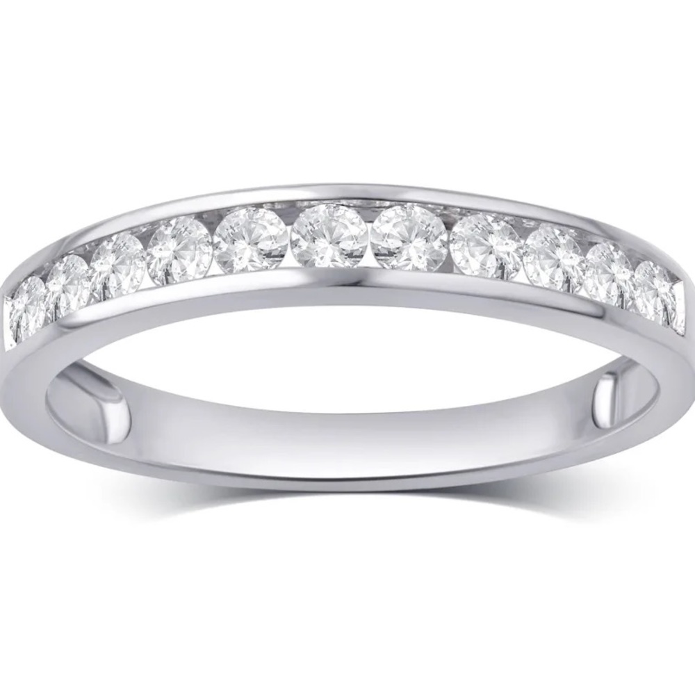 1/2  Carat T.w. Lab Grown Diamond Channel Sterling Silver Wedding Band Women's
